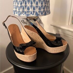 Kate Spade Black Patent Lexie Wedges - Size 8